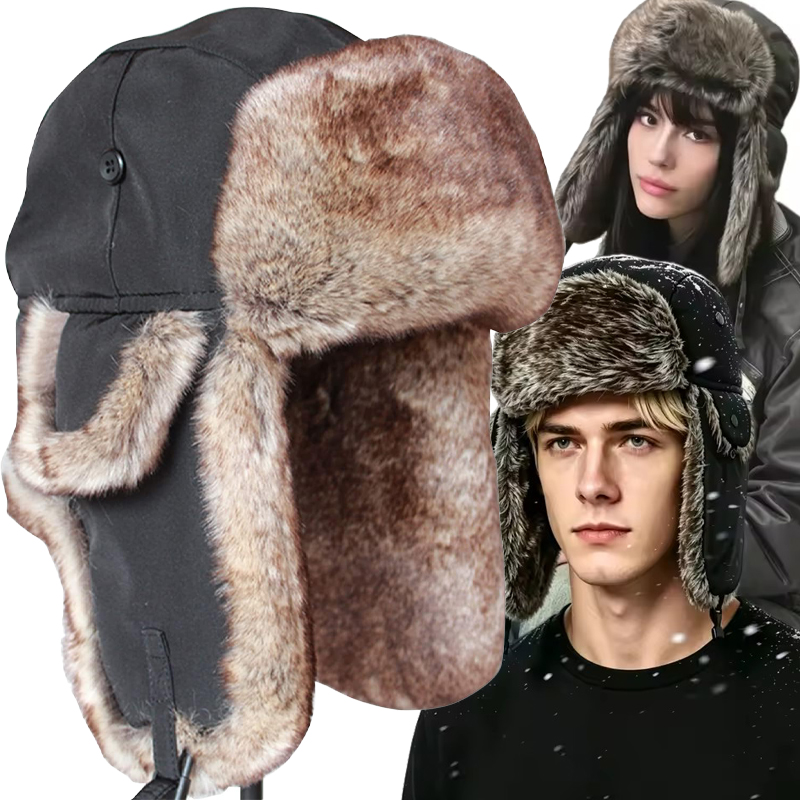 Trapper Hat Ear Flap - メンズ暖かい冬用トラッパーアビエイタートルーパーイヤーフラップキャップ ロシア製防水スキーハット ボンバーキャップ ロシア製厚手イヤープロテクターハット