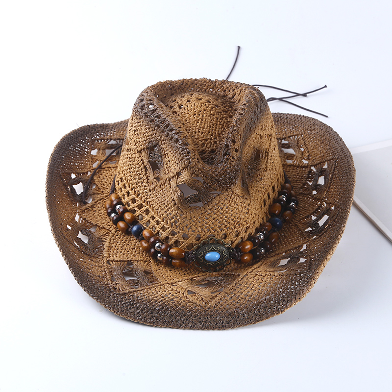 Cowboy Hat Straw - スペインのレトロなカウボーイ麦わら帽子春夏ユニセックス旅行ビーチ日よけレジャーハット男性と女性用