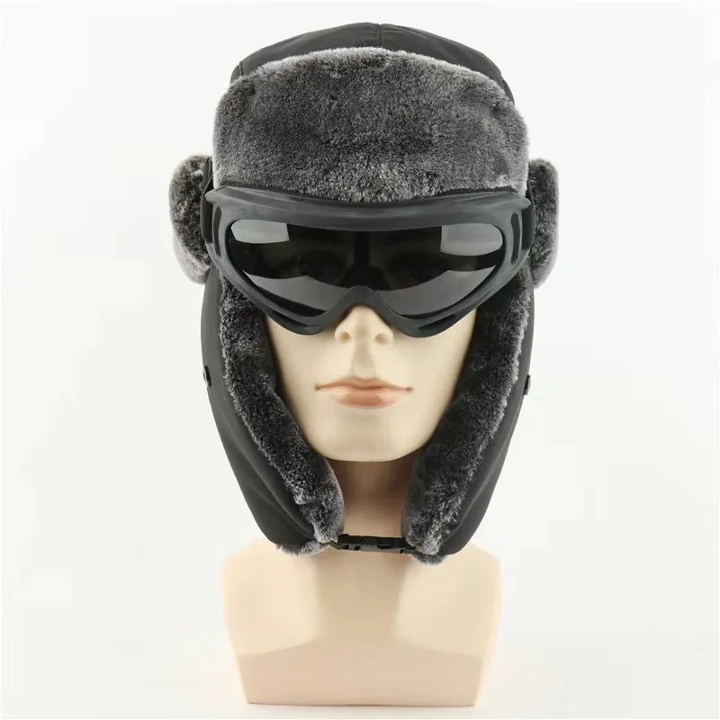 スノースキー軍軍事ウシャンカ帽子ゴーグル付きフェイクラビット - Trapper Hat Ear Flap のレビューと価格
