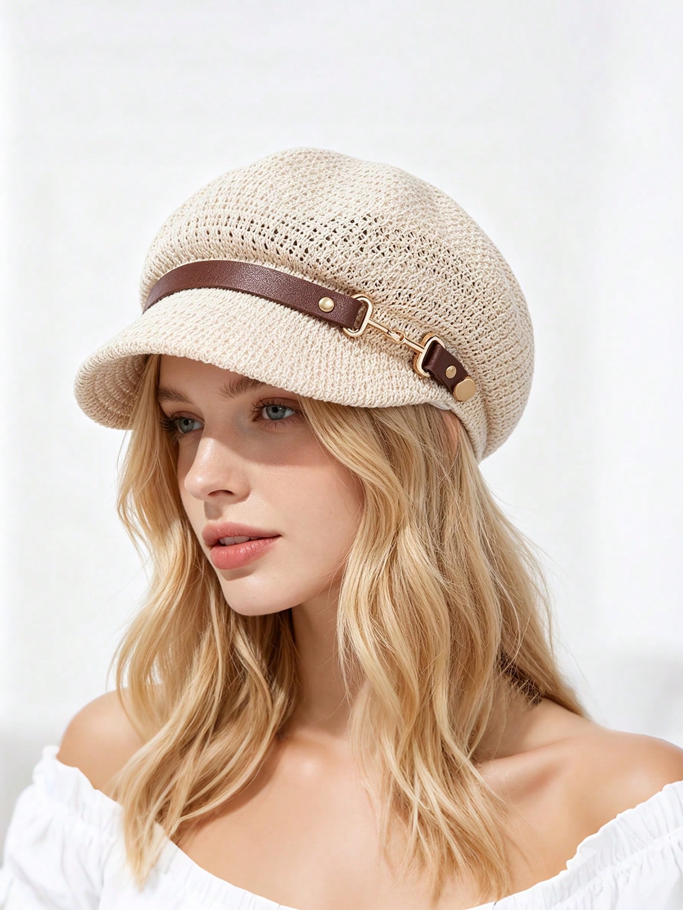 女性用中空通気性八角形ベレー帽、春夏用日よけバイザーハット、 - Visor Sun Hat のレビューと価格