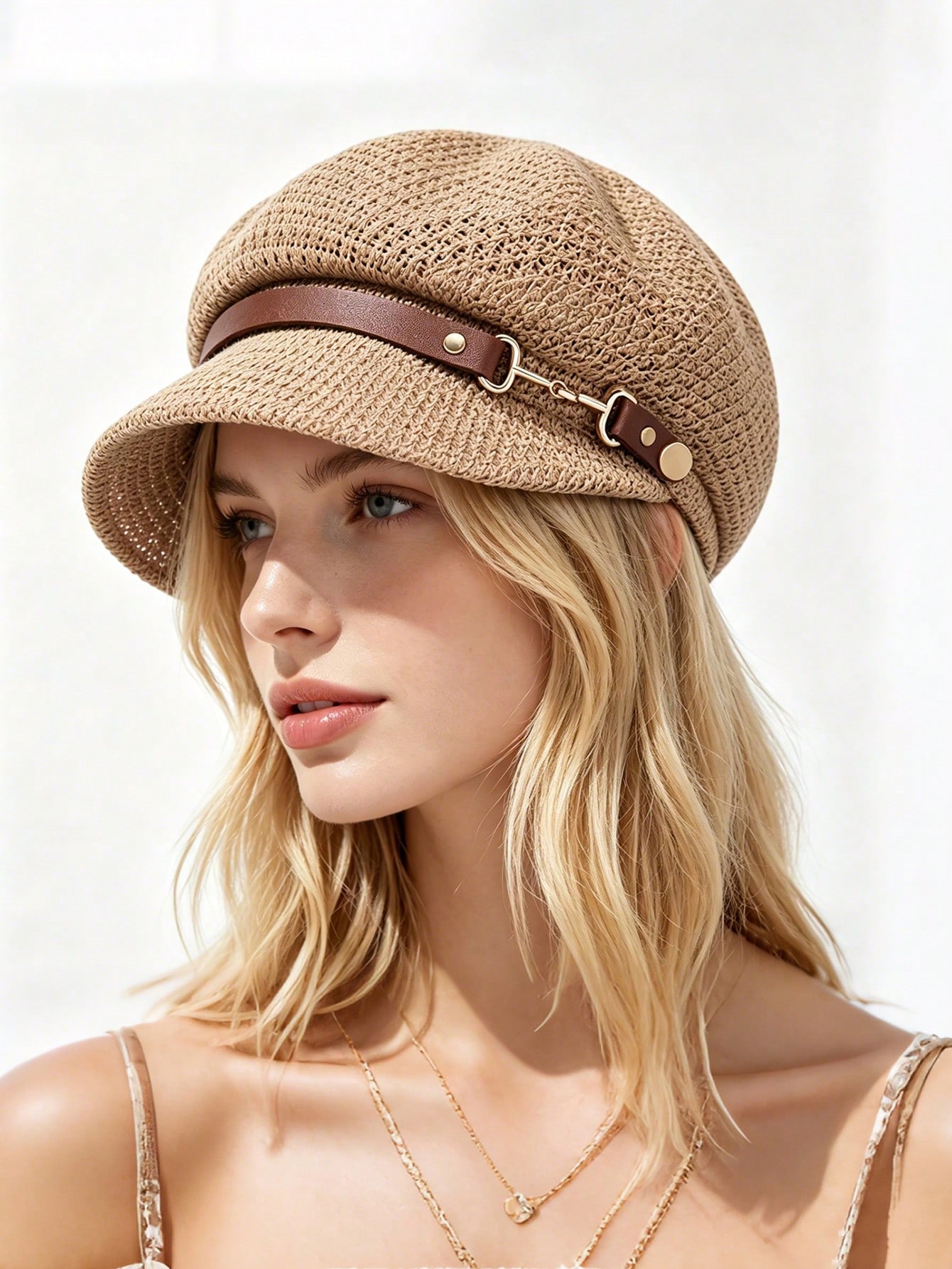 女性用中空通気性八角形ベレー帽、春夏用日よけバイザーハット、 - Visor Sun Hat のレビューと価格