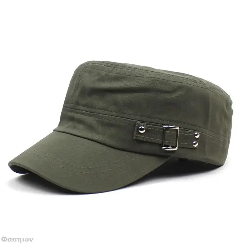 男性と女性のための綿のフラットトップ,アーミーヘッドギア,調 - Snapback Hat Flat のレビューと価格