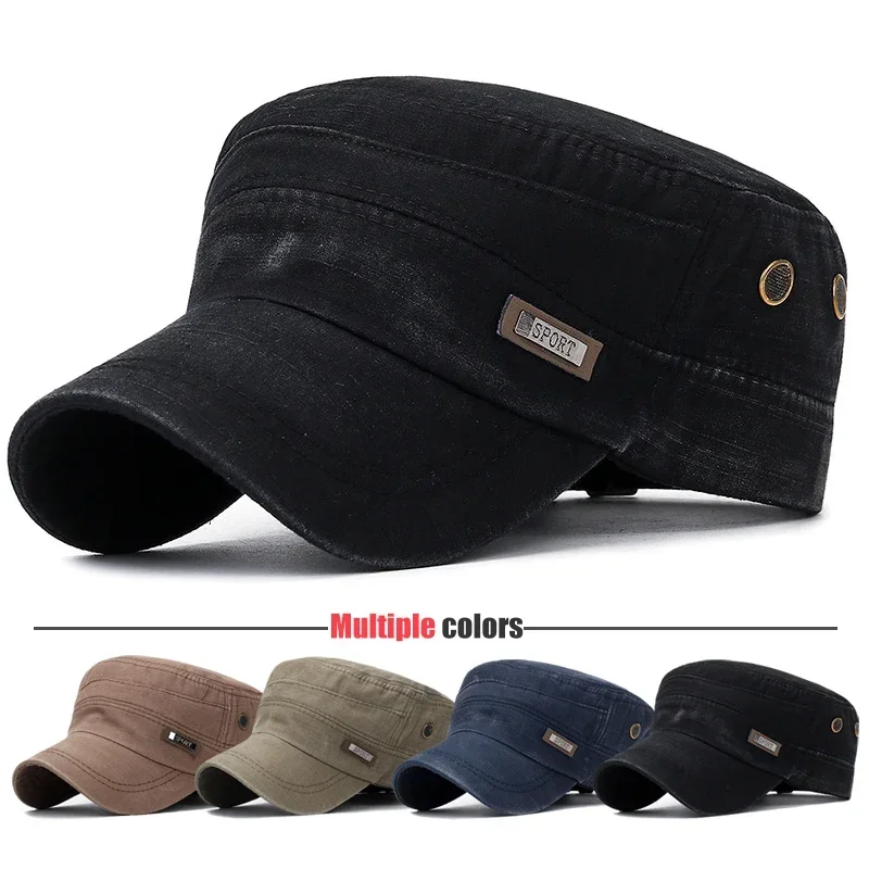 ユニセックスミリタリーカデットフラットキャップ、調節可能なバ - Snapback Hat Flat のレビューと価格