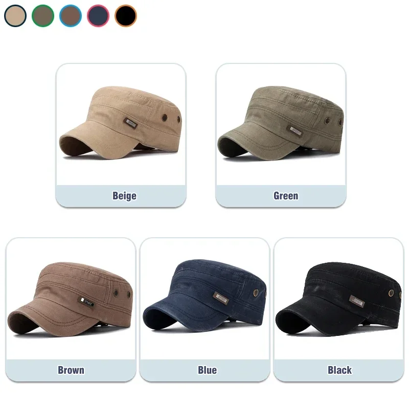 ユニセックスミリタリーカデットフラットキャップ、調節可能なバ - Snapback Hat Flat のレビューと価格