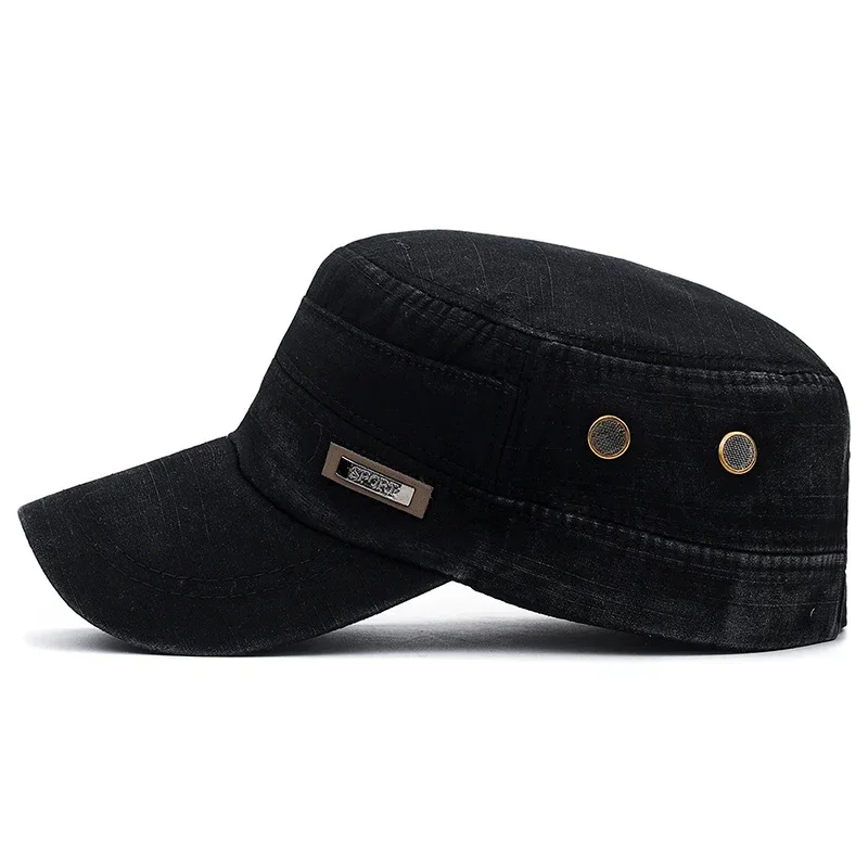 ユニセックスミリタリーカデットフラットキャップ、調節可能なバ - Snapback Hat Flat のレビューと価格